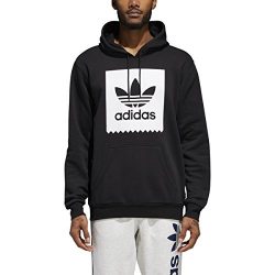 adidas Originals Men’s Skateboarding Solid Blackbird Hoodie, Black/White, L