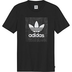 adidas Originals Men’s Skateboarding Blackbird Warp Print Tee, Black/White, L