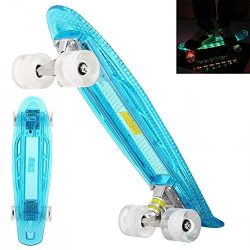 Kaluo Longboard Cruiser Full Light Up Deck Mini Skateboard LED Flash Outdoor For Kids Teens(US S ...