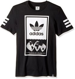 adidas Originals Men’s Tops | Skateboarding Graphic Tee, Black/White/Global Lockup, Large