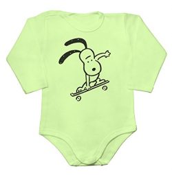 Skateboarding Dog Skater Baby Long Sleeve Romper Bodysuit Medium