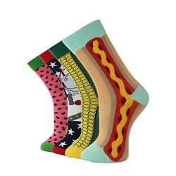 Mens Colorful Dress Socks Fashionable novelty Fun Crew Socks skateboard long socks 4 packs (free ...