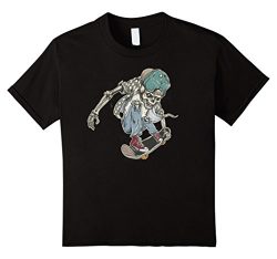 Kids Skeleton on Skateboard with Hat Skateboarding T-Shirt 8 Black