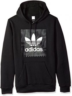 adidas Originals Men’s Skateboarding Blackbird Warp Print Hoodie, Black/Dark Solid Grey, L