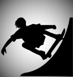 Skateboard Ramp-wall-decal,sticker-13.3″wide X 13.2″high-black or White