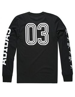 adidas Originals Men’s Tops Skateboarding Long Sleeve Tee, Black/White/Saturday School, Small