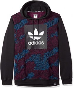 adidas Men’s Skateboarding Blackbird Palm Hoodie, Blue Night/Red Night/Black, XL