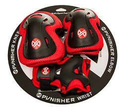 Punisher Skateboards Boys Elbow, Knee, and Wrist Pad Set for Skateboarding or BMX, Youth Ages 8+ ...