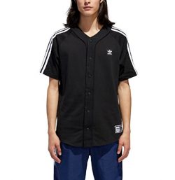 adidas Originals Men’s Skateboarding Baseball Jersey, Black/White, XL