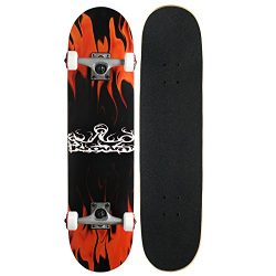 Krown Rookie Complete Skateboard,Red Flame