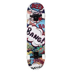 NPET Pro Skateboard Complete 31 Inch 7 Layer Canadian Maple Double Kick Concave Deck Skating Ska ...