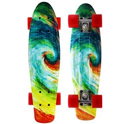 Merkapa Complete 22 inch Skateboard for Kids, Beginners (Multi-Green)