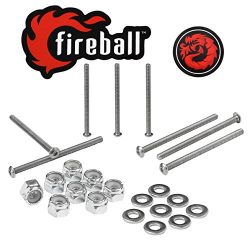 Fireball Dragon Stainless Steel Skateboard Hardware Set (Button Allen, 3.0″)