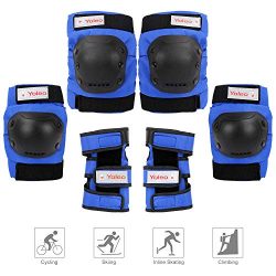 Yoleo Knee Pads Elbow Pads Wrist Guards for Kids/Youth/ Adults, 3 in 1 Protective Gear Set (Blue ...