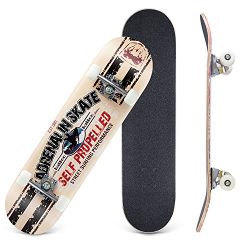 CCTRO Skateboards 31″ Pro Skateboard Complete, 8 Layer Maple Skateboard Deck for Extreme S ...