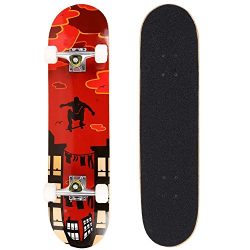 Goldenfox 31″x 8″ Pro Complete Skateboard, 9 Layer Maple Wood Double Kick Concave St ...